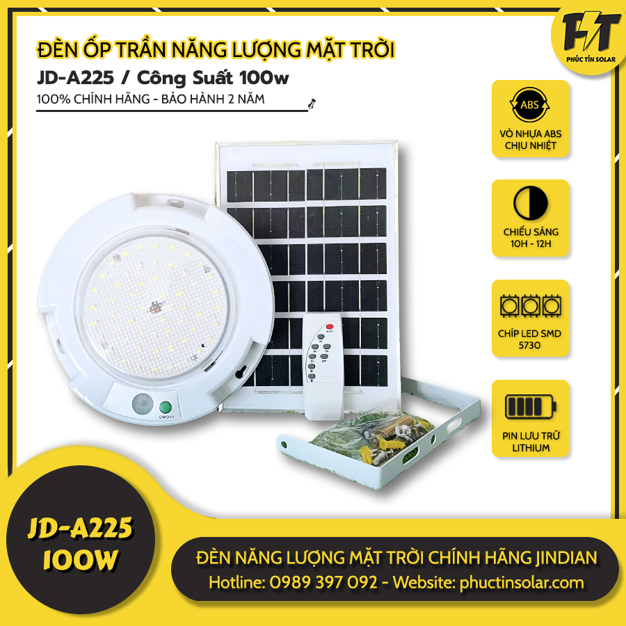 Đèn ốp trần năng lượng mặt trời 100W JD-A225