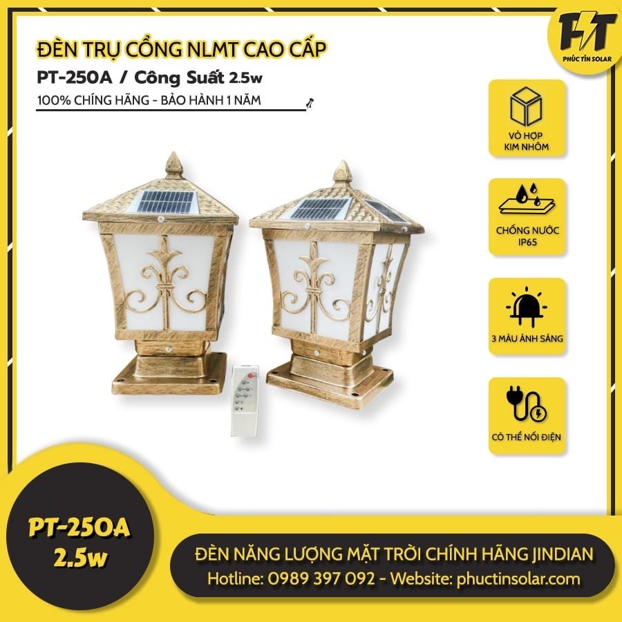 Đèn trụ cổng năng lượng mặt trời PT-250A