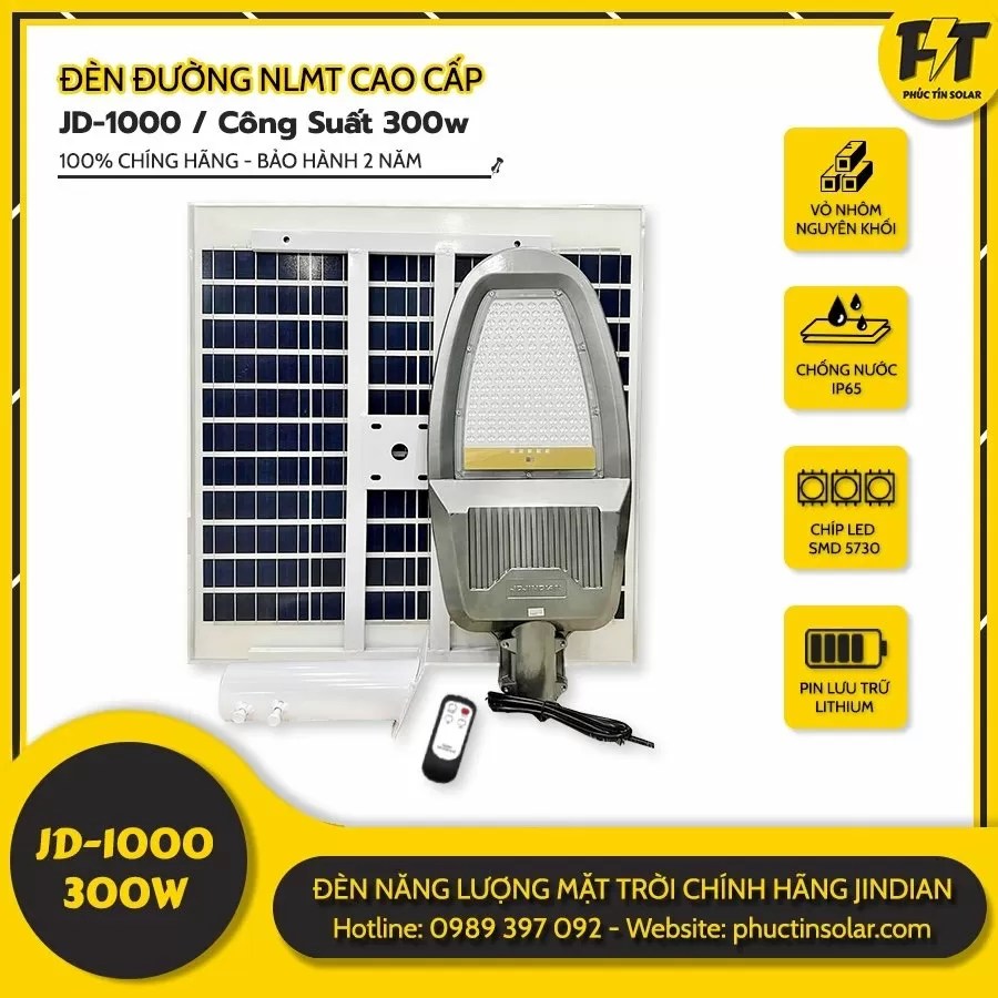 Đèn đường năng lượng mặt trời 300w JD-1000