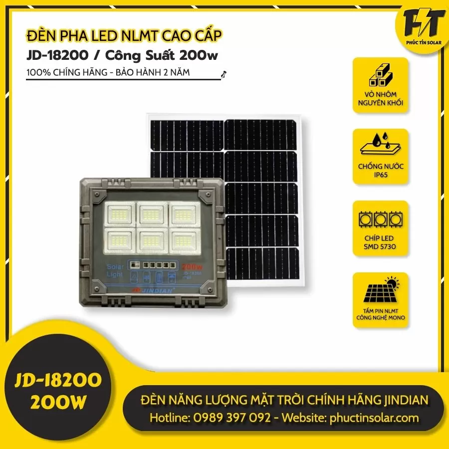 Đèn led năng lượng mặt trời 200w JD-18200