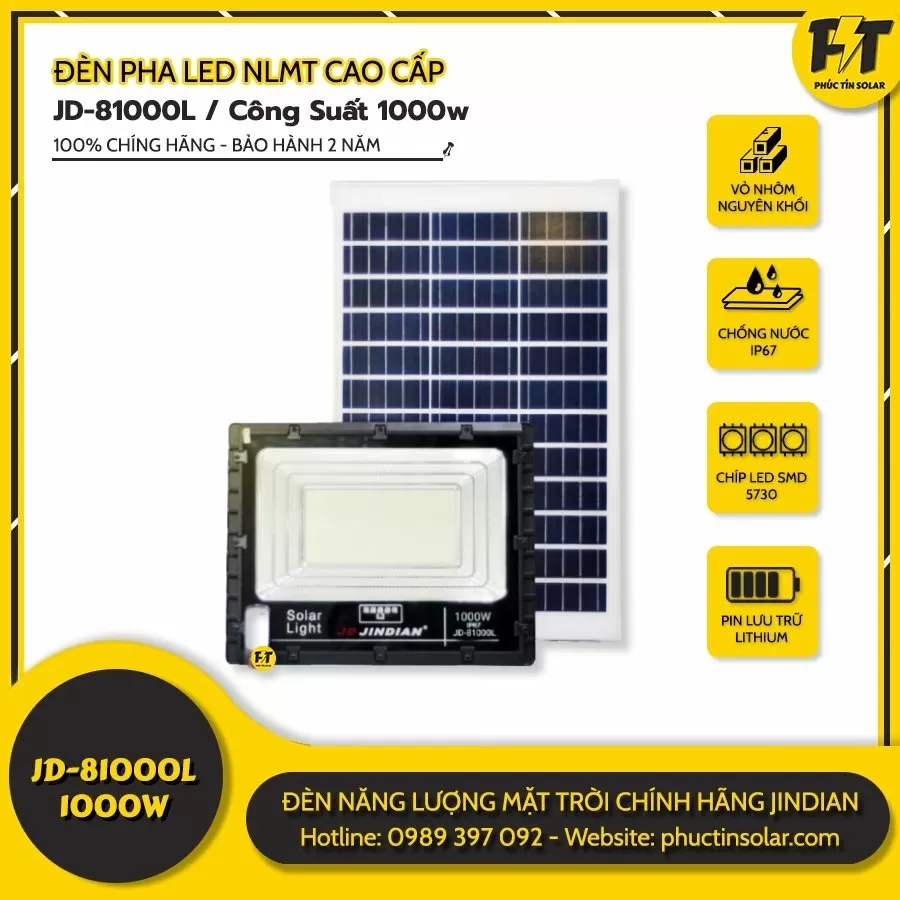 Đèn led năng lượng mặt trời 1000w JD-81000L