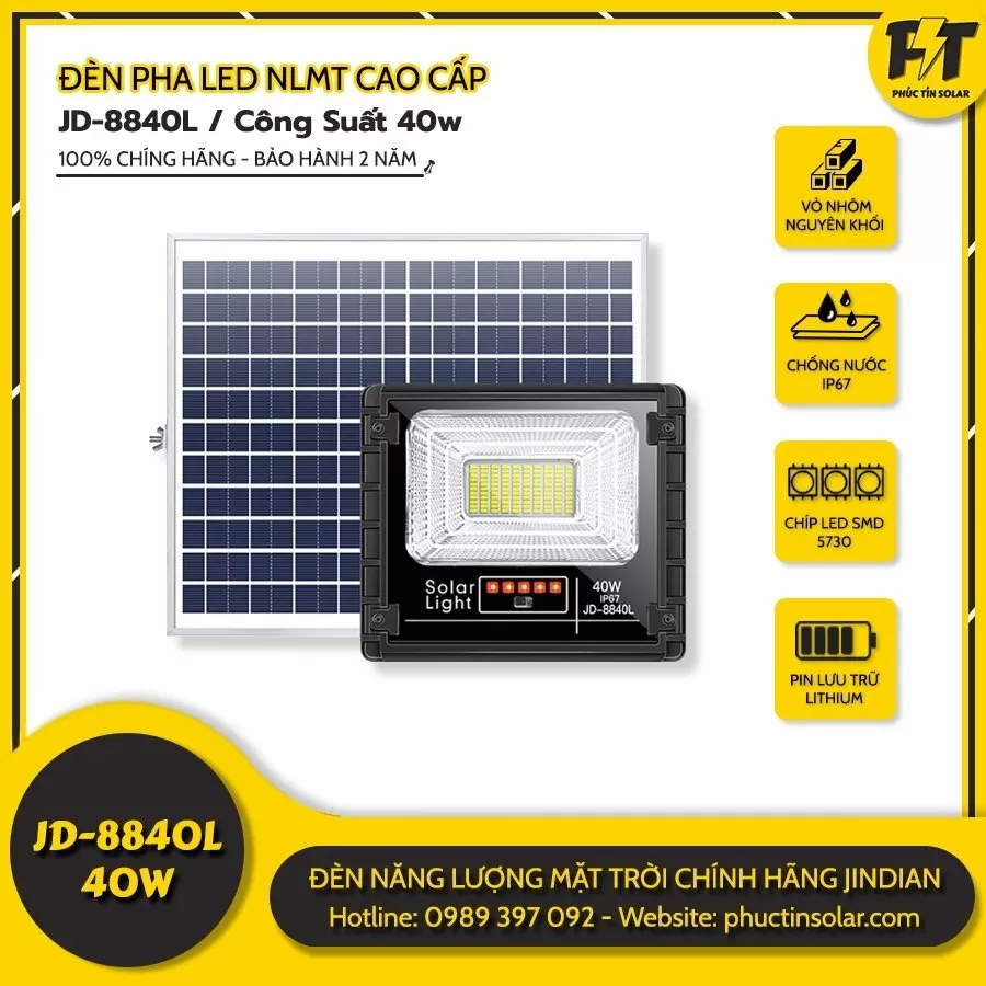 Đèn led năng lượng mặt trời 40W JD-8840L