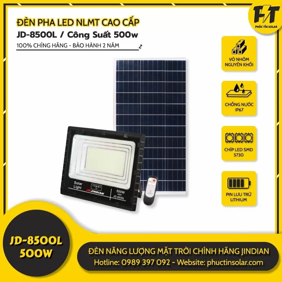 Đèn led năng lượng mặt trời 500W JD-8500L