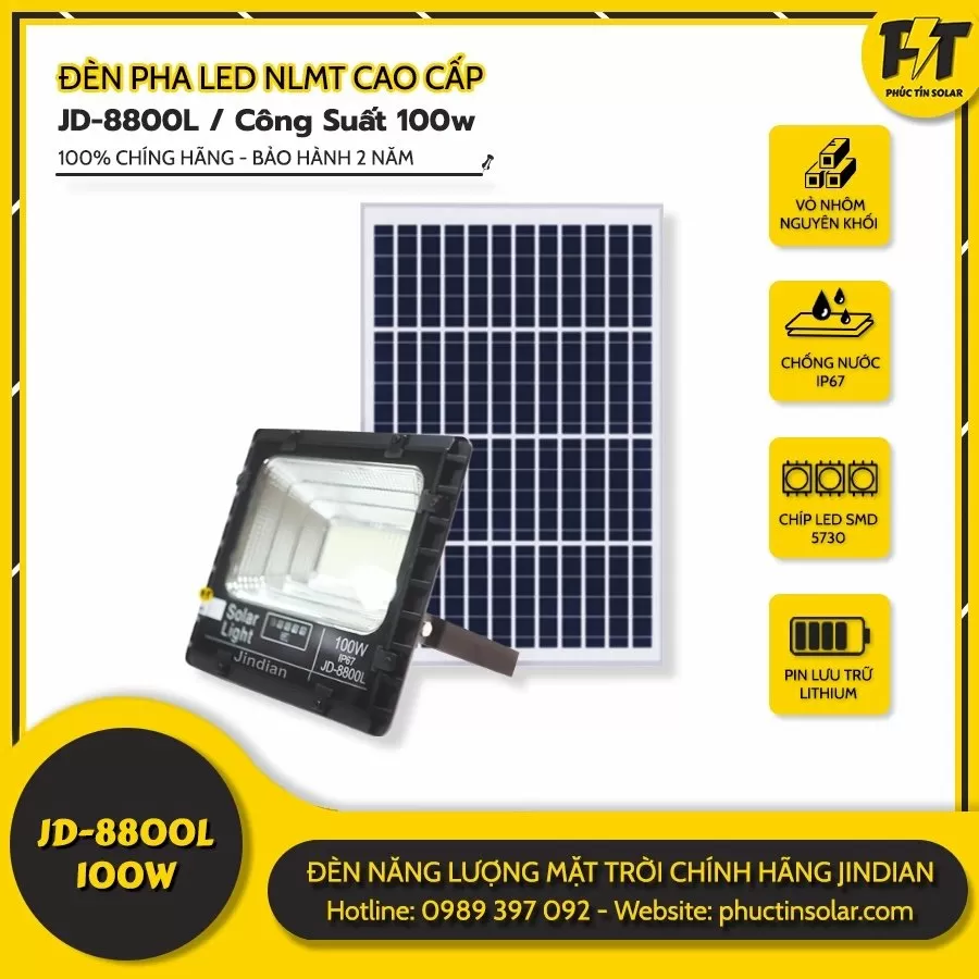 Đèn led năng lượng mặt trời 100w JD-8800L