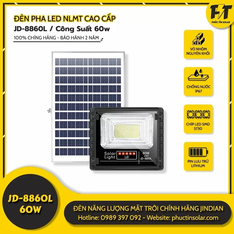 Đèn led năng lượng mặt trời 60w JD-8860L