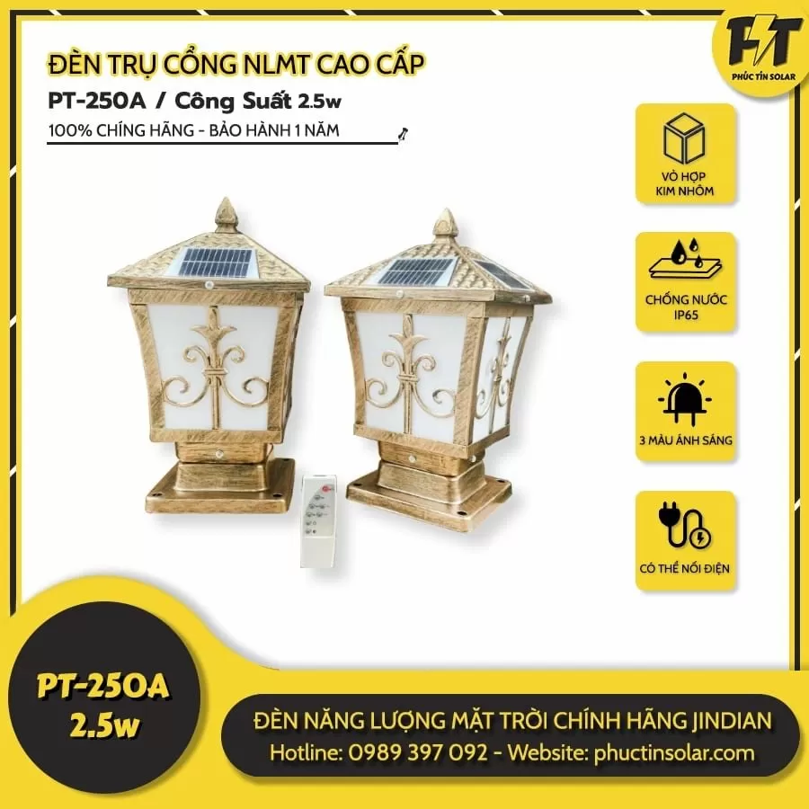 Đèn trụ cổng năng lượng mặt trời PT-250A